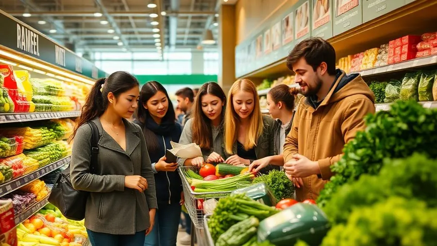 Estudiantes organizando compras semanales durante una experiencia en Irlanda