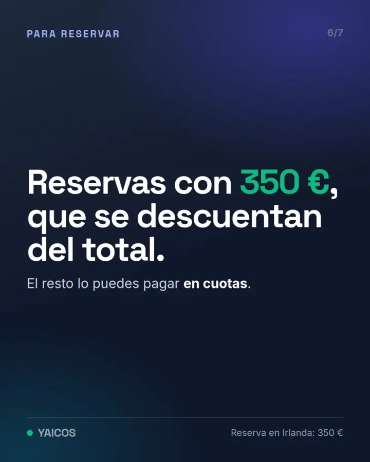 Reservas con 350 € que se descuentan del total y el resto lo puedes pagar en cuotas